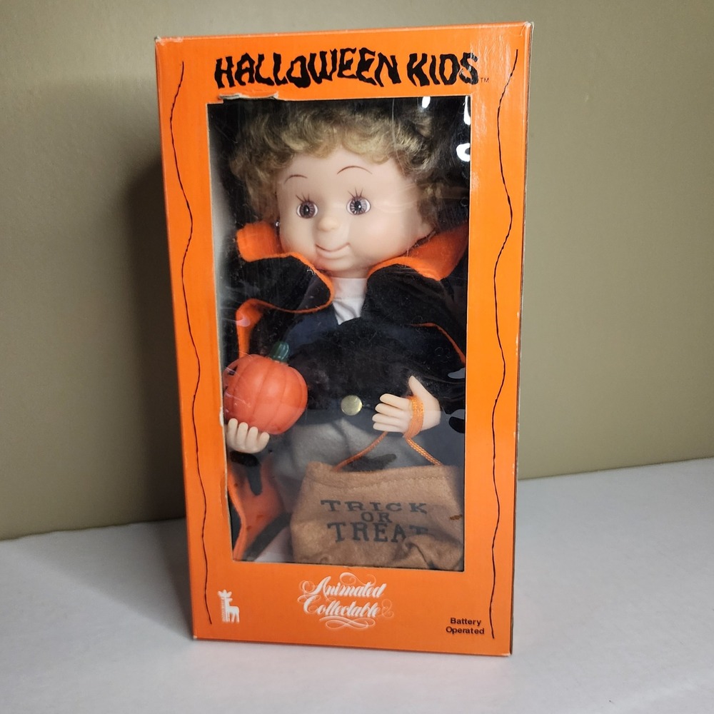 Santa's Best Halloween Kids Dracula Doll OS Black Good Vintage 1994 Animated